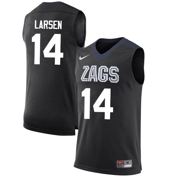 Men #14 Jacob Larsen Gonzaga Bulldogs College Basketball Jerseys-Black